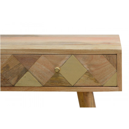 Artisan - Oak-ish Gold Brass Inlay Console Table