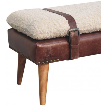 Artisan - Boucle X Brown Leather Bench