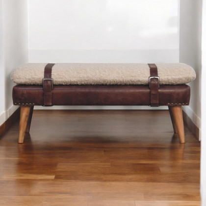 Artisan - Boucle X Brown Leather Bench