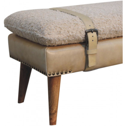 Artisan - Boucle X Beige Leather Bench