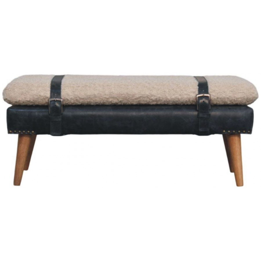 Artisan - Boucle X Black Leather Bench