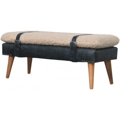 Artisan - Boucle X Black Leather Bench