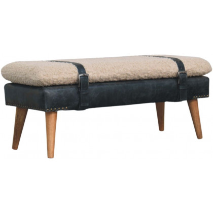 Artisan - Boucle X Black Leather Bench