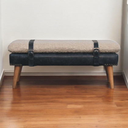 Artisan - Boucle X Black Leather Bench