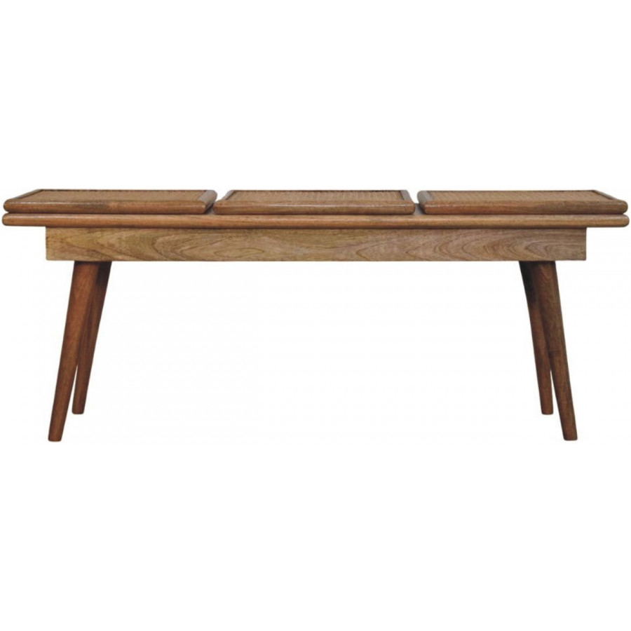 Artisan - Larissa Triple Accent Oak-Ish Cane Bench