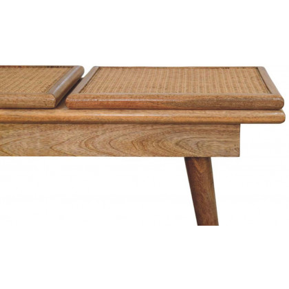 Artisan - Larissa Triple Accent Oak-Ish Cane Bench