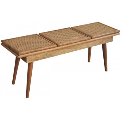 Artisan - Larissa Triple Accent Oak-Ish Cane Bench
