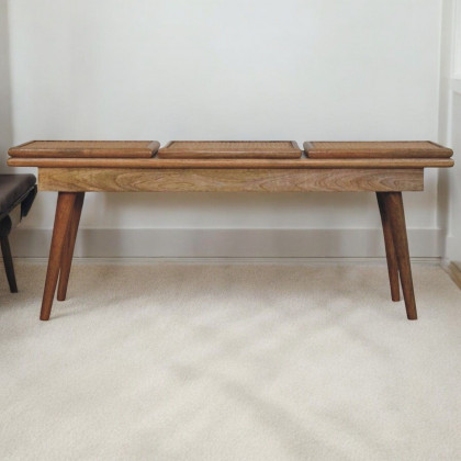 Artisan - Larissa Triple Accent Oak-Ish Cane Bench