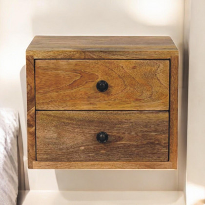 Artisan - Solis 2-Drawer Oak-Ish Wall Mounted Nightstand