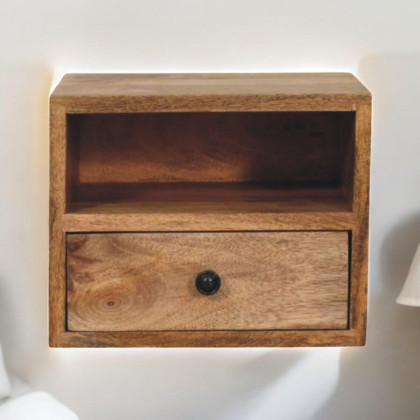 Artisan - Solis 1-Drawer Oak-Ish Wall Mounted Nightstand