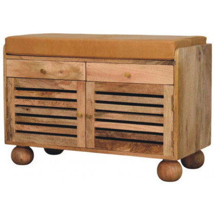 Artisan - Shutter Oak-Ish Shoe Rack With 2 Drawers