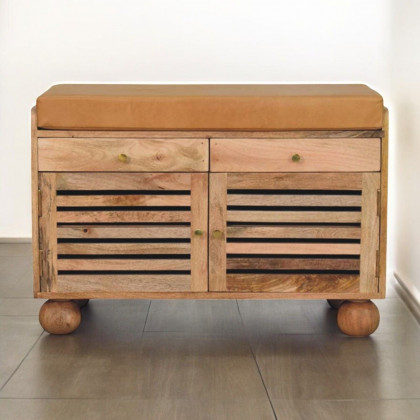 Artisan - Shutter Oak-Ish Shoe Rack With 2 Drawers
