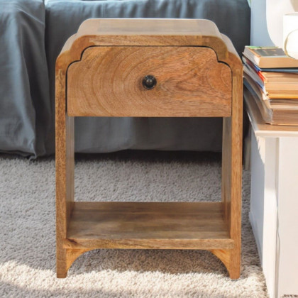 Artisan - Newton Mini Oak-Ish Nightstand With A Drawer And Open Shelf