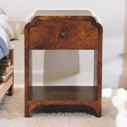 Artisan - Newton Mini Chestnut Nightstand With A Drawer And Open Shelf