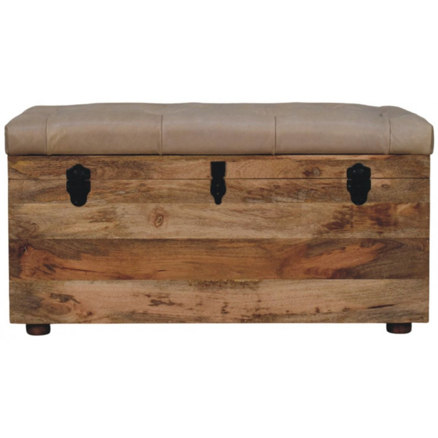 Artisan - Beige Buffalo Hide Leather Storage Trunk