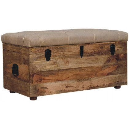 Artisan - Beige Buffalo Hide Leather Storage Trunk
