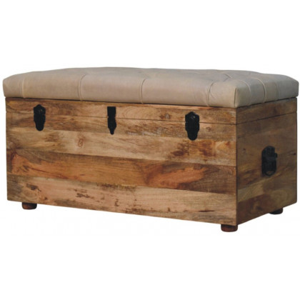 Artisan - Beige Buffalo Hide Leather Storage Trunk