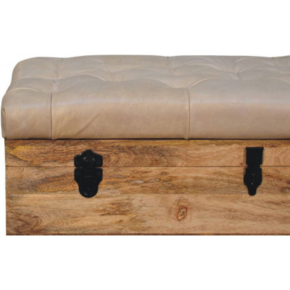 Artisan - Beige Buffalo Hide Leather Storage Trunk