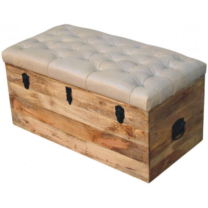 Artisan - Beige Buffalo Hide Leather Storage Trunk