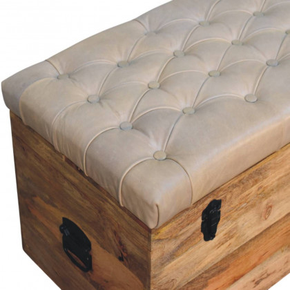 Artisan - Beige Buffalo Hide Leather Storage Trunk