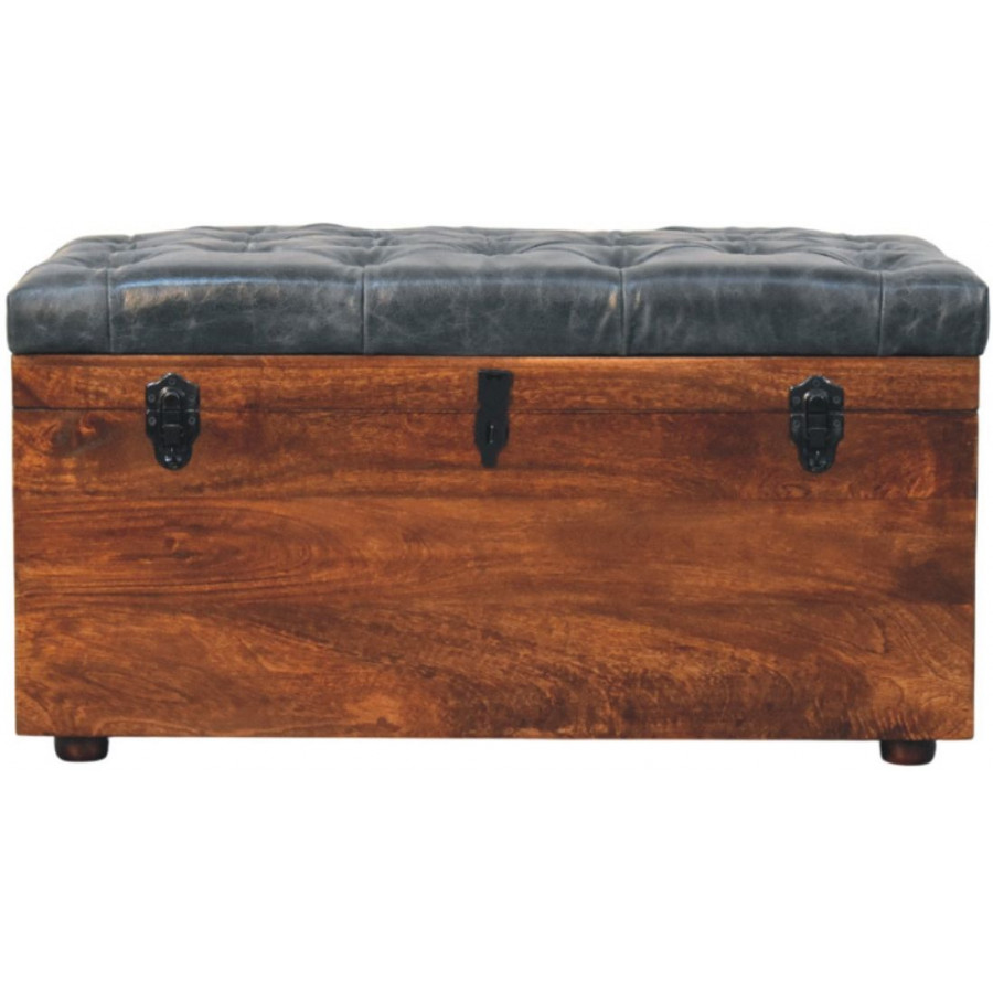 Artisan - Black Buffalo Hide Leather Storage Trunk