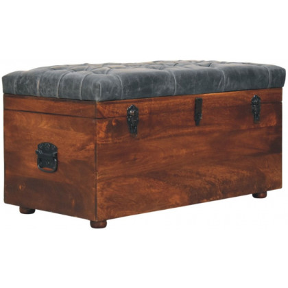 Artisan - Black Buffalo Hide Leather Storage Trunk