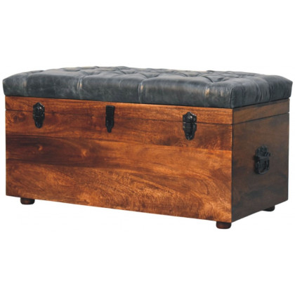 Artisan - Black Buffalo Hide Leather Storage Trunk