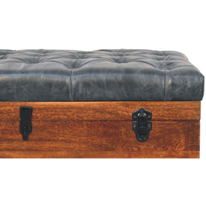 Artisan - Black Buffalo Hide Leather Storage Trunk
