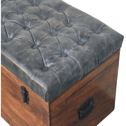 Artisan - Black Buffalo Hide Leather Storage Trunk
