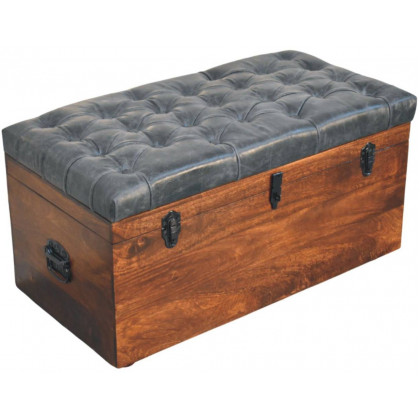 Artisan - Black Buffalo Hide Leather Storage Trunk