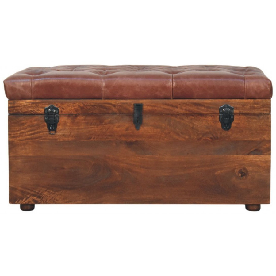 Artisan - Brown Buffalo Hide Leather Storage Trunk