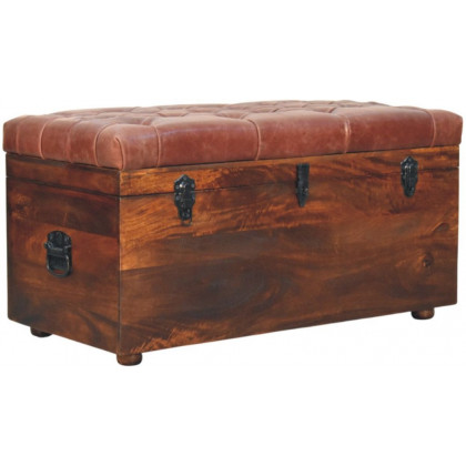 Artisan - Brown Buffalo Hide Leather Storage Trunk
