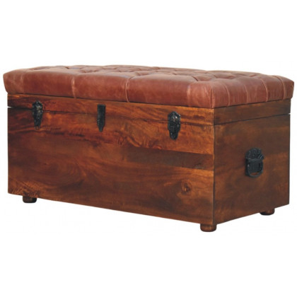 Artisan - Brown Buffalo Hide Leather Storage Trunk