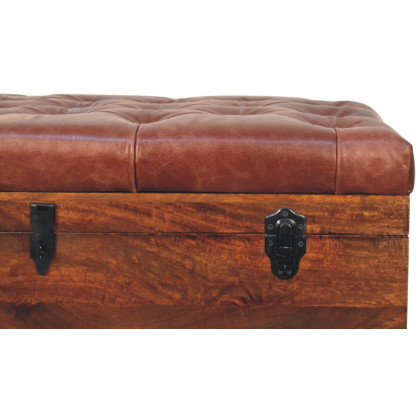 Artisan - Brown Buffalo Hide Leather Storage Trunk