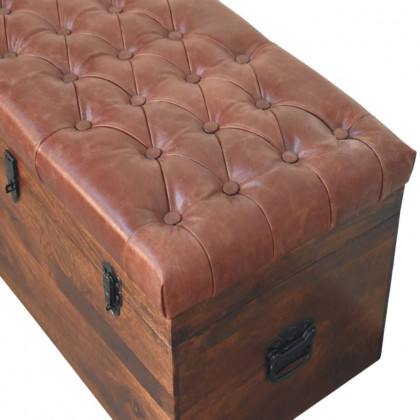 Artisan - Brown Buffalo Hide Leather Storage Trunk