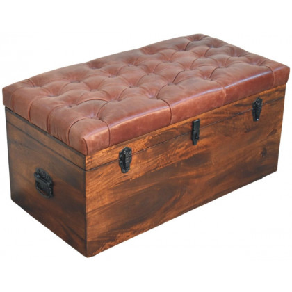 Artisan - Brown Buffalo Hide Leather Storage Trunk
