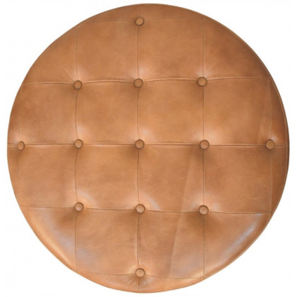 Artisan - Brown Buffalo Hide Leather Round Ottoman