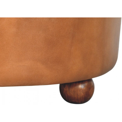 Artisan - Brown Buffalo Hide Leather Round Ottoman