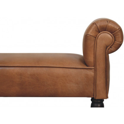 Artisan - Brown Buffalo Leather Rolled Arms Bench