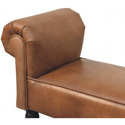 Artisan - Brown Buffalo Leather Rolled Arms Bench