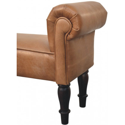 Artisan - Brown Buffalo Leather Rolled Arms Bench