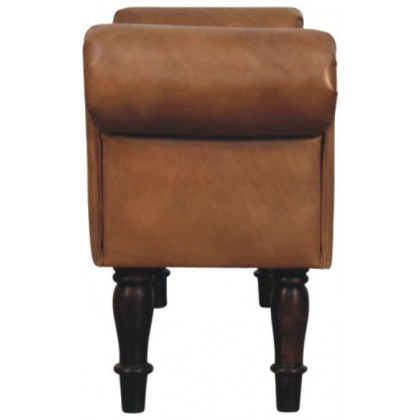 Artisan - Brown Buffalo Leather Rolled Arms Bench