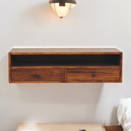 Artisan - Lunar 2 Drawer Chestnut Wall Mounted Media Unit