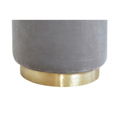 Artisan Footstool with Base - Velvet, Gray, Gold