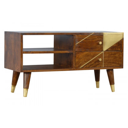 Artisan - Gold Geometric Media Unit in Chestnut