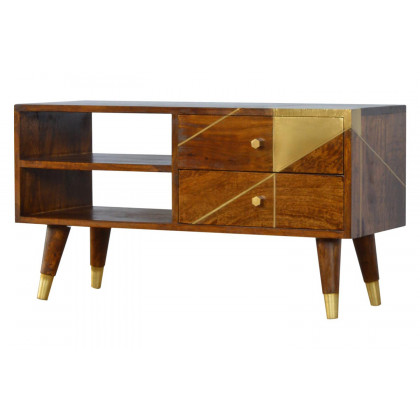 Artisan - Gold Geometric Media Unit in Chestnut