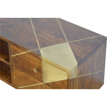 Artisan - Gold Geometric Media Unit in Chestnut