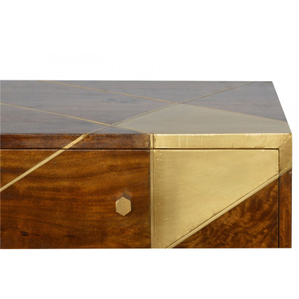 Artisan - Gold Geometric Media Unit in Chestnut