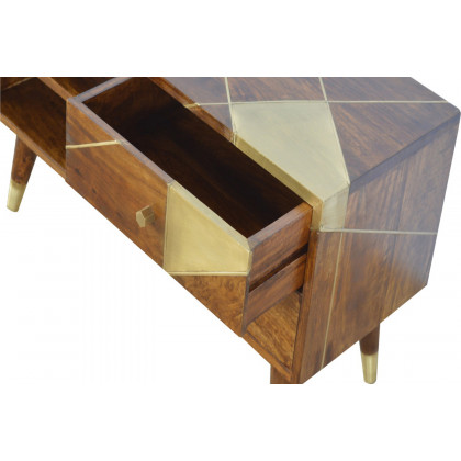 Artisan - Gold Geometric Media Unit in Chestnut