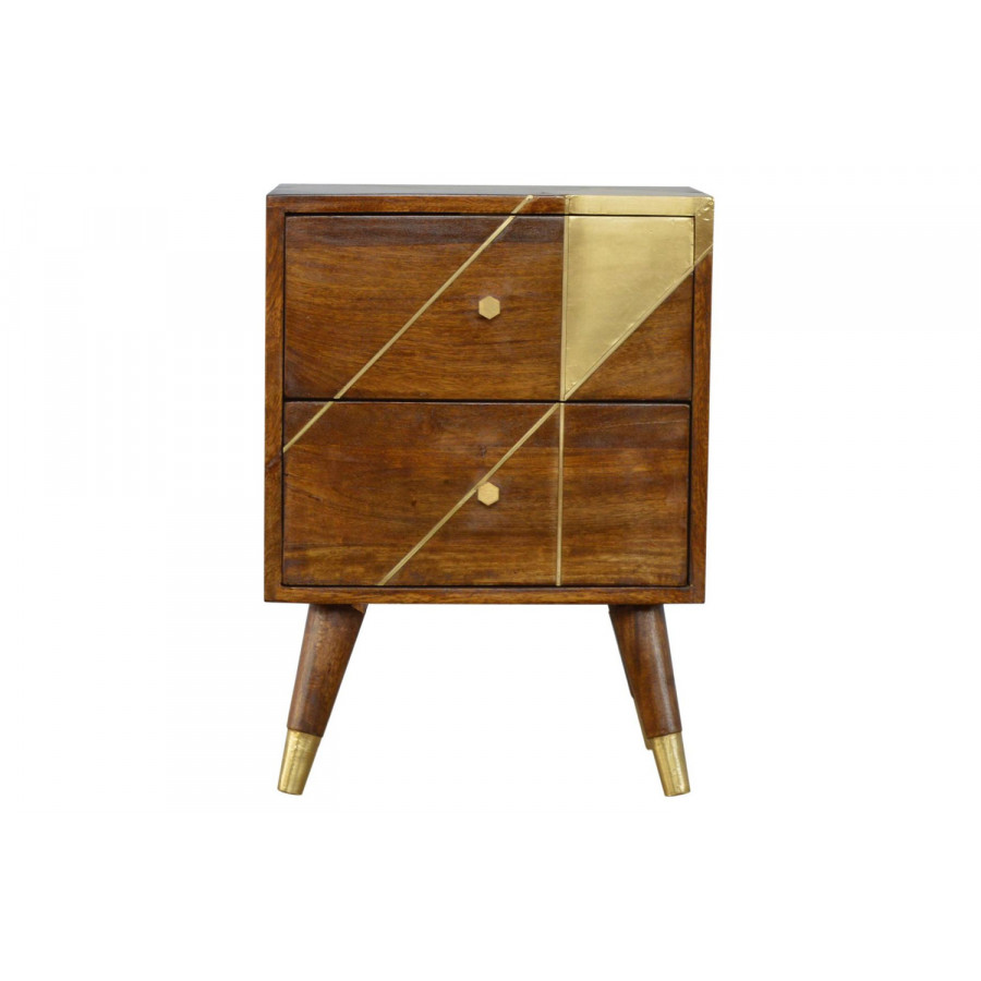 Artisan - Gold Geometric Bedside in Chestnut